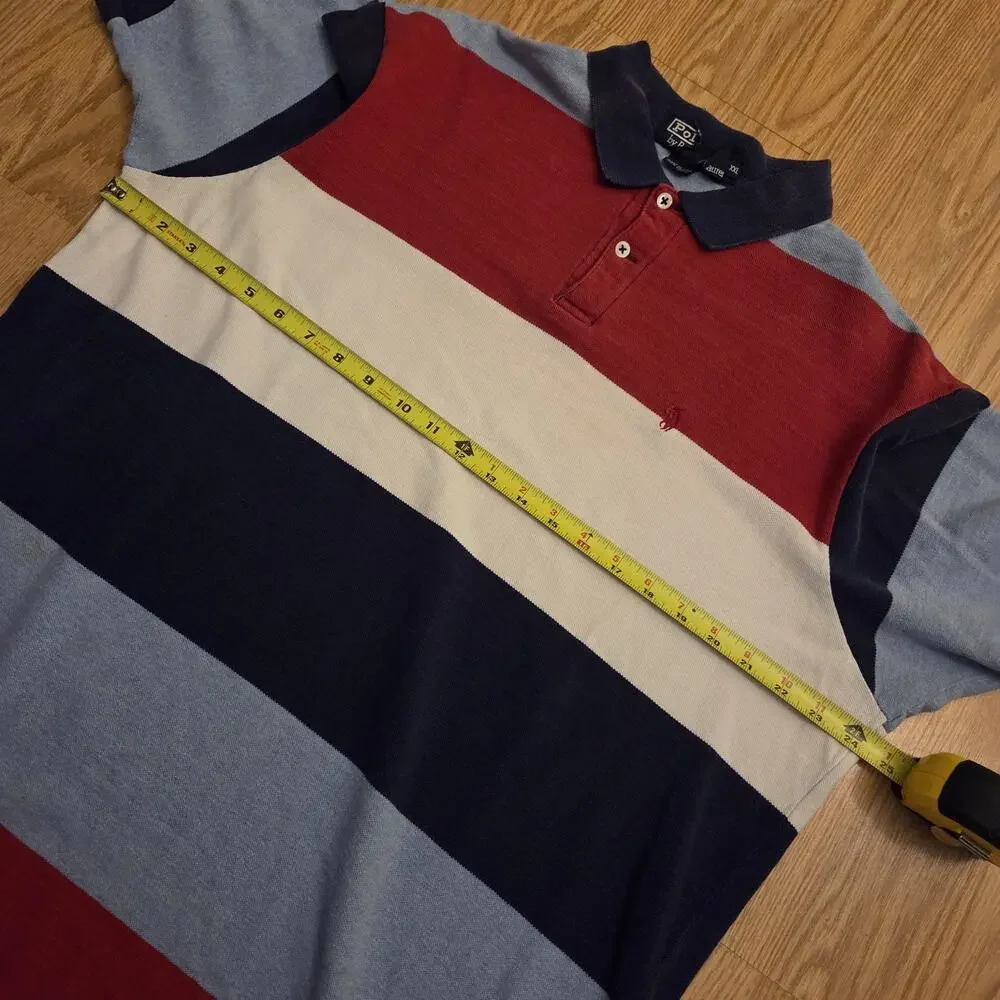 VINTAGE Polo Ralph Lauren Shirt Men 2XL Blue White Red READ 90s Y2K